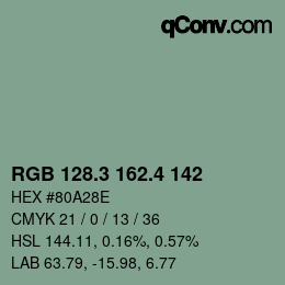 カラーコード: RGB 128.3 162.4 142 | qconv.com