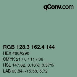 カラーコード: RGB 128.3 162.4 144 | qconv.com