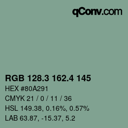 カラーコード: RGB 128.3 162.4 145 | qconv.com
