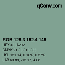 カラーコード: RGB 128.3 162.4 146 | qconv.com
