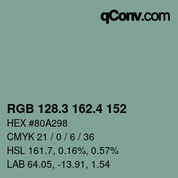カラーコード: RGB 128.3 162.4 152 | qconv.com