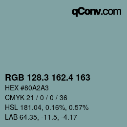 カラーコード: RGB 128.3 162.4 163 | qconv.com
