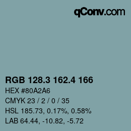 カラーコード: RGB 128.3 162.4 166 | qconv.com