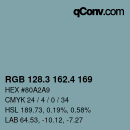 カラーコード: RGB 128.3 162.4 169 | qconv.com