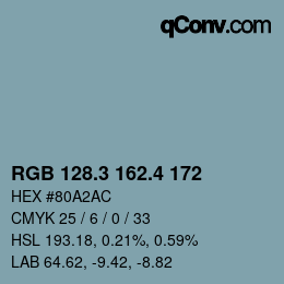 カラーコード: RGB 128.3 162.4 172 | qconv.com