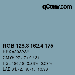 カラーコード: RGB 128.3 162.4 175 | qconv.com