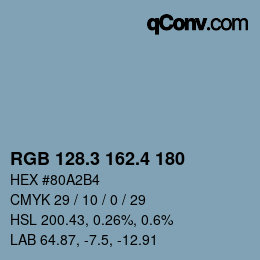 カラーコード: RGB 128.3 162.4 180 | qconv.com