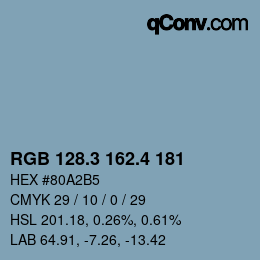 カラーコード: RGB 128.3 162.4 181 | qconv.com