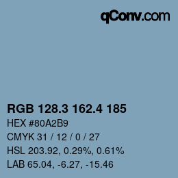 カラーコード: RGB 128.3 162.4 185 | qconv.com