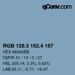 カラーコード: RGB 128.3 162.4 187 | qconv.com
