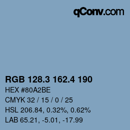 カラーコード: RGB 128.3 162.4 190 | qconv.com