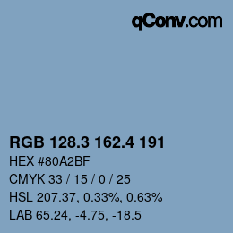カラーコード: RGB 128.3 162.4 191 | qconv.com