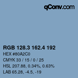 カラーコード: RGB 128.3 162.4 192 | qconv.com