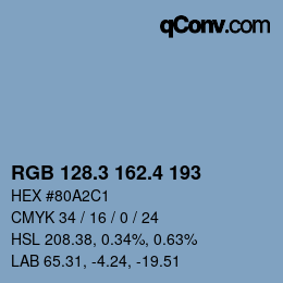 カラーコード: RGB 128.3 162.4 193 | qconv.com