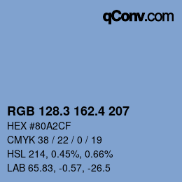カラーコード: RGB 128.3 162.4 207 | qconv.com