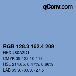 カラーコード: RGB 128.3 162.4 209 | qconv.com