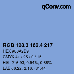 カラーコード: RGB 128.3 162.4 217 | qconv.com