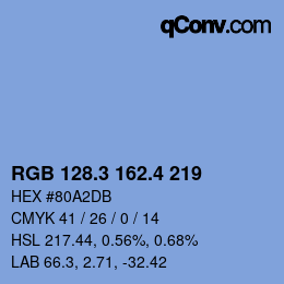 カラーコード: RGB 128.3 162.4 219 | qconv.com