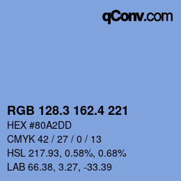 カラーコード: RGB 128.3 162.4 221 | qconv.com