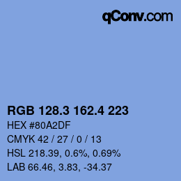 カラーコード: RGB 128.3 162.4 223 | qconv.com