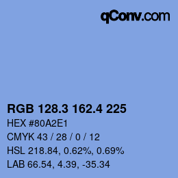 カラーコード: RGB 128.3 162.4 225 | qconv.com