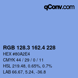 カラーコード: RGB 128.3 162.4 228 | qconv.com