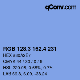 カラーコード: RGB 128.3 162.4 231 | qconv.com