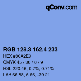 カラーコード: RGB 128.3 162.4 233 | qconv.com