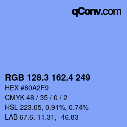 カラーコード: RGB 128.3 162.4 249 | qconv.com