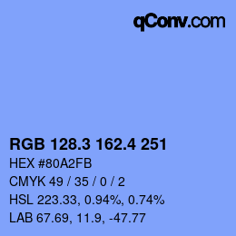 カラーコード: RGB 128.3 162.4 251 | qconv.com
