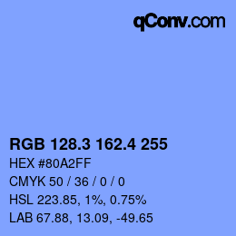 カラーコード: RGB 128.3 162.4 255 | qconv.com
