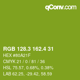 カラーコード: RGB 128.3 162.4 31 | qconv.com