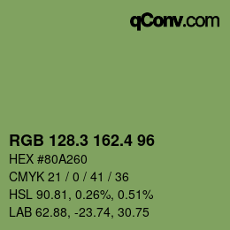カラーコード: RGB 128.3 162.4 96 | qconv.com