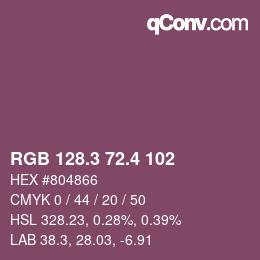 カラーコード: RGB 128.3 72.4 102 | qconv.com
