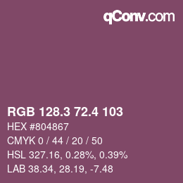 カラーコード: RGB 128.3 72.4 103 | qconv.com