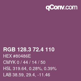 カラーコード: RGB 128.3 72.4 110 | qconv.com