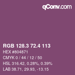 カラーコード: RGB 128.3 72.4 113 | qconv.com