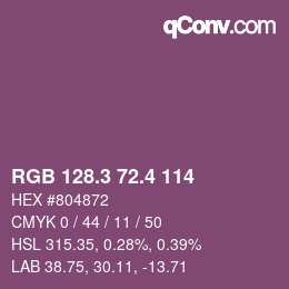 カラーコード: RGB 128.3 72.4 114 | qconv.com