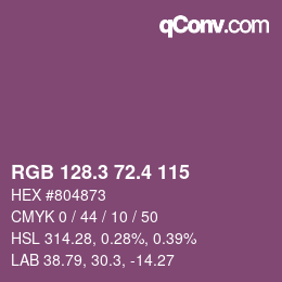 カラーコード: RGB 128.3 72.4 115 | qconv.com