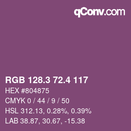カラーコード: RGB 128.3 72.4 117 | qconv.com