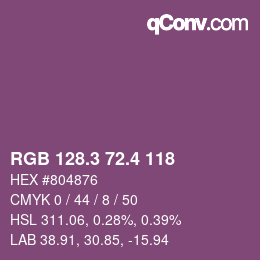 カラーコード: RGB 128.3 72.4 118 | qconv.com