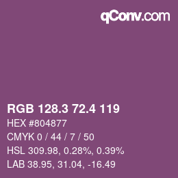 カラーコード: RGB 128.3 72.4 119 | qconv.com
