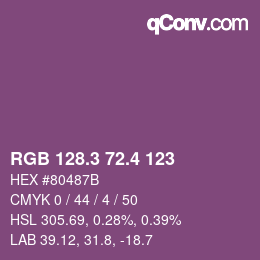 カラーコード: RGB 128.3 72.4 123 | qconv.com