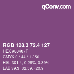 カラーコード: RGB 128.3 72.4 127 | qconv.com