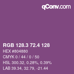 カラーコード: RGB 128.3 72.4 128 | qconv.com