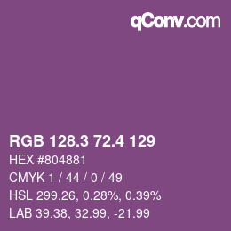 カラーコード: RGB 128.3 72.4 129 | qconv.com