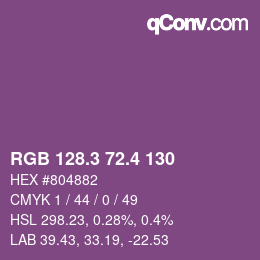カラーコード: RGB 128.3 72.4 130 | qconv.com