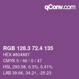 カラーコード: RGB 128.3 72.4 135 | qconv.com