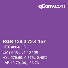 カラーコード: RGB 128.3 72.4 157 | qconv.com