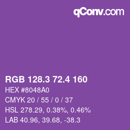 カラーコード: RGB 128.3 72.4 160 | qconv.com